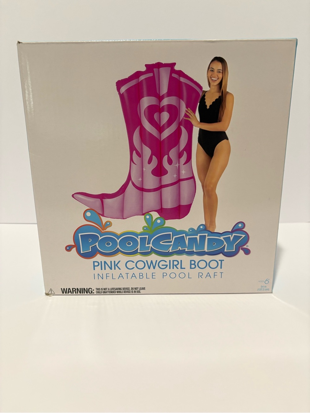 Pink Cowgirl Boot Inflatable Pool Raft - Pink